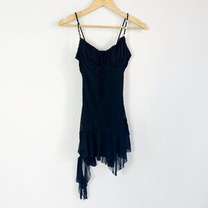 Urban Outfitters Black Rosebud Mesh Mini Dress Small